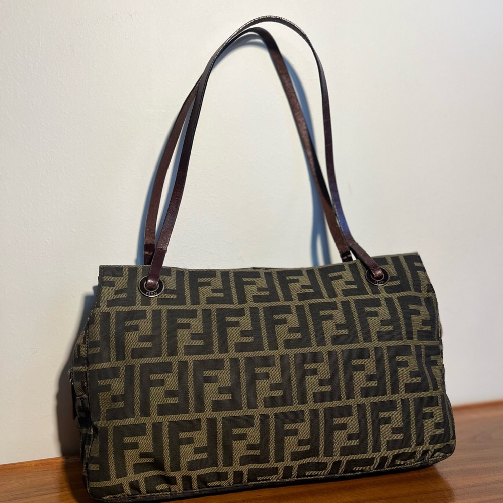 Vtg FENDI Zucca Brown Shoulder Bag